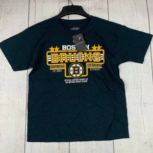 Boston Bruins NHL Large Old Time Hockey Casual‎ T-Shirt Black New Youth